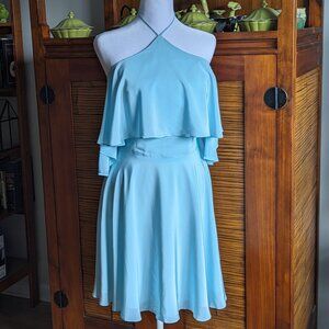 AMANDA UPRICHARD Baja Silk Dress in Seaglass Blue Size Medium New